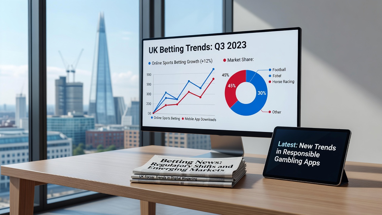 Graph showing declining Gross Gambling Yield trends in UK online and retail betting sectors for Q3 2025-26