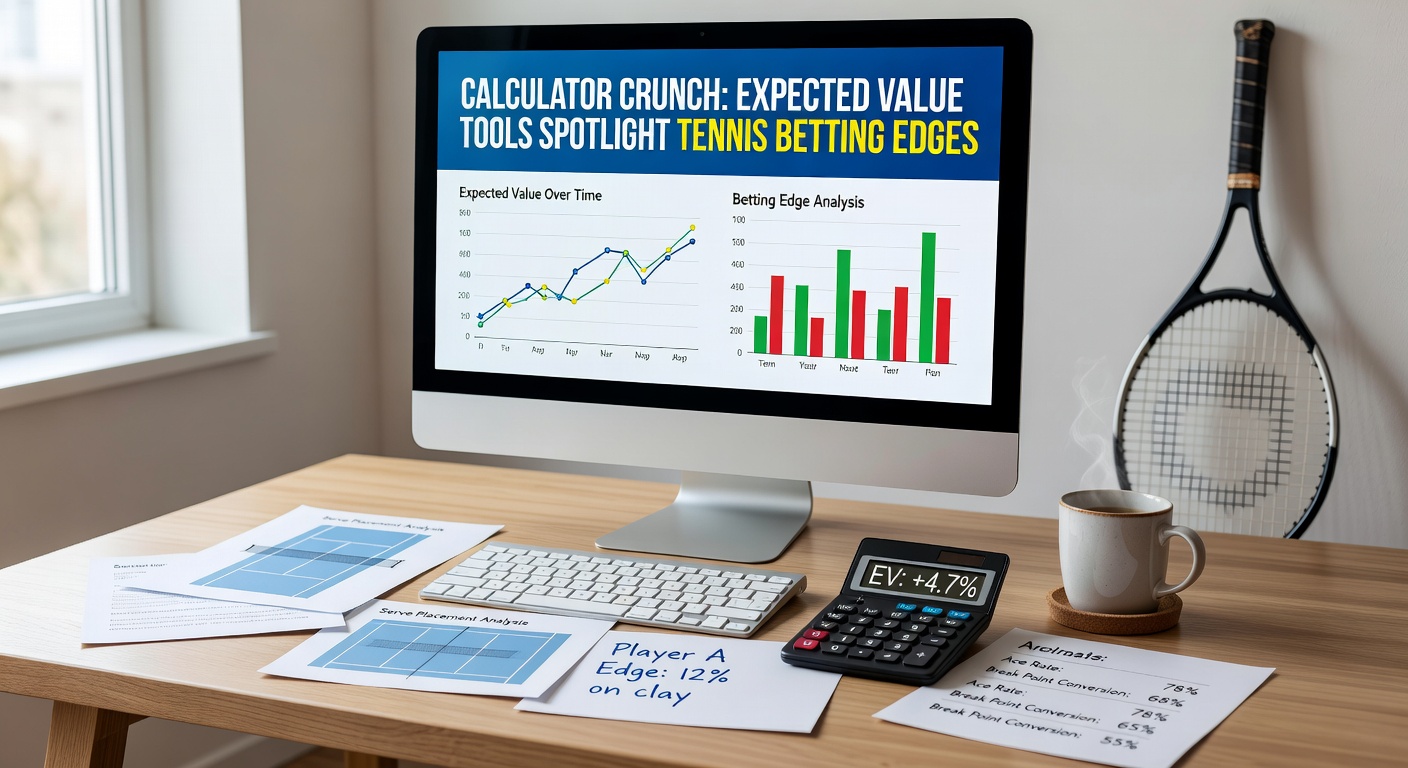 Screenshot of an advanced EV calculator tool analyzing live tennis odds, featuring sliders for probability adjustments and real-time match graphs
