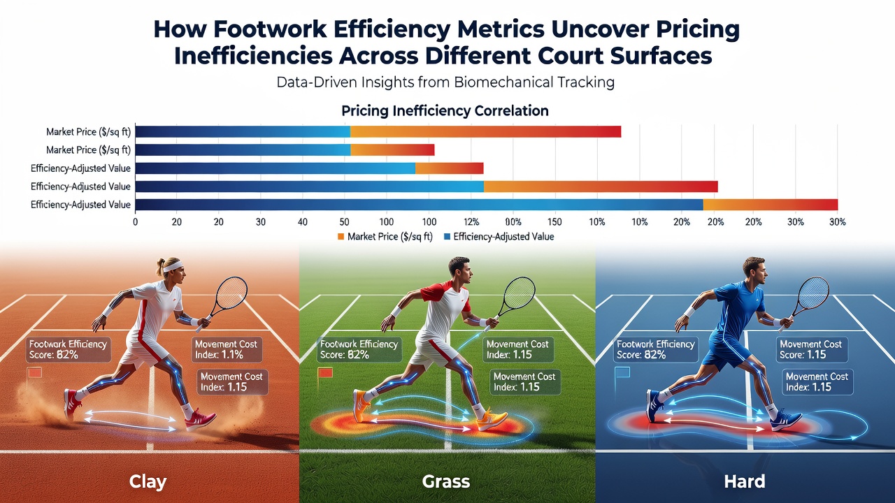 Detailed view of tennis court surfaces showing footwork impact zones on grass and hard courts