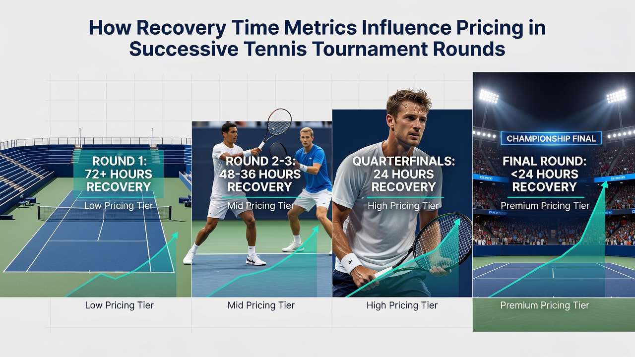 Close-up of tennis match statistics displayed on a digital screen highlighting recovery and performance data