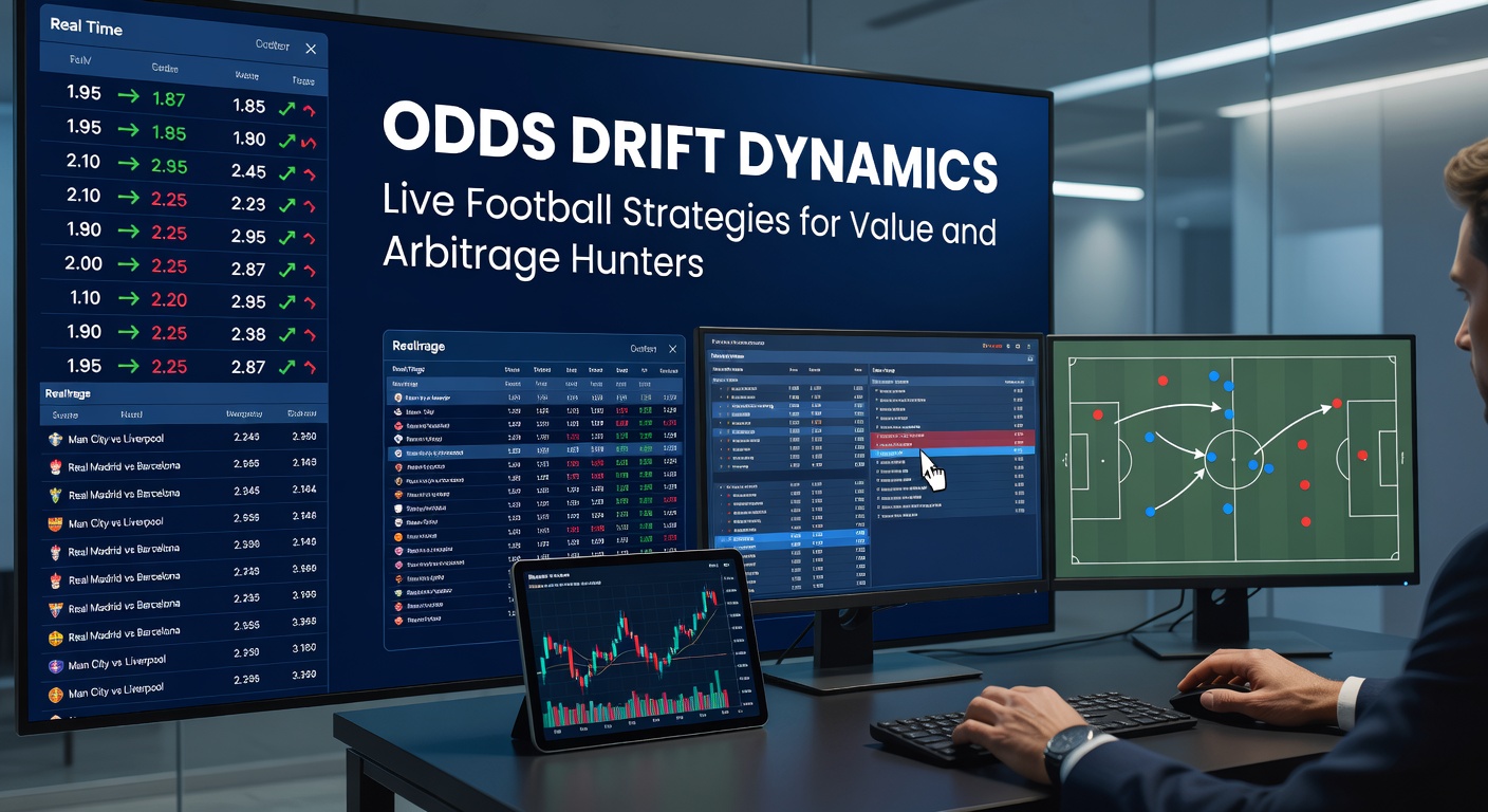 Dynamic chart showing live football odds drifting during a tense match, highlighting value bet opportunities in real-time markets