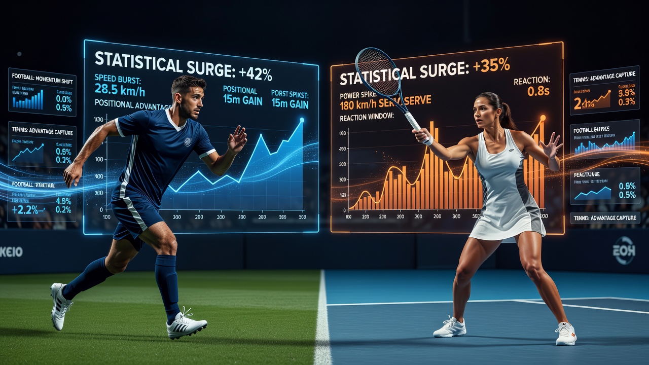 Tennis court visualization with live serve percentage and break point probability metrics