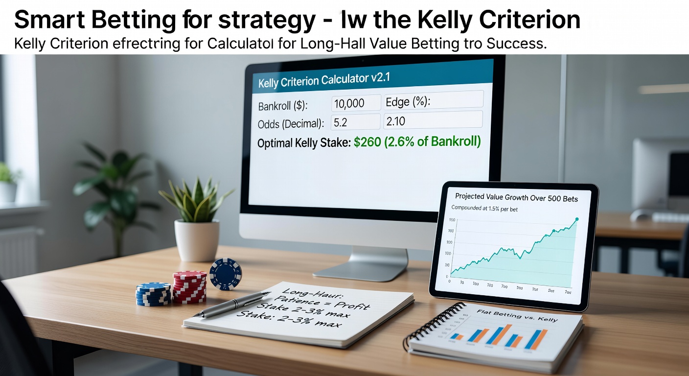 Graph showing exponential bankroll growth curve from Kelly Criterion application in value betting scenarios
